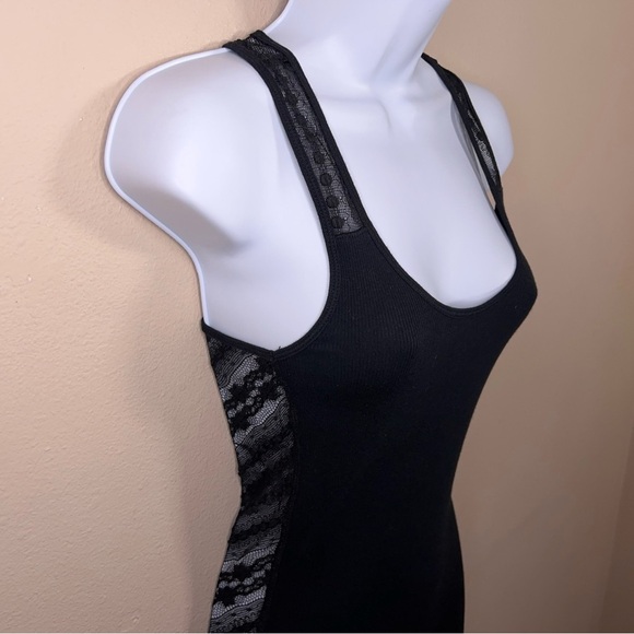 Small American Eagle Outfitters Black Lace Tank Top Stretch Fitted Goth - Picture 5 of 13